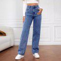 Stretch washed denim fashion straight leg pants, jeans, women's pants 