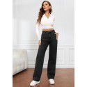 Stretch washed denim fashion straight leg pants, jeans, women's pants 