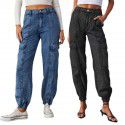 Workwear jeans for women in autumn, fashionable and casual, elastic waistband, foot binding, loose fitting women's pants