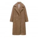 Fleece long double breasted warm coat for women