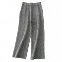 New autumn and winter women's herringbone wool pants for casual leggings, wide leg pants, knitted outerwear pants 