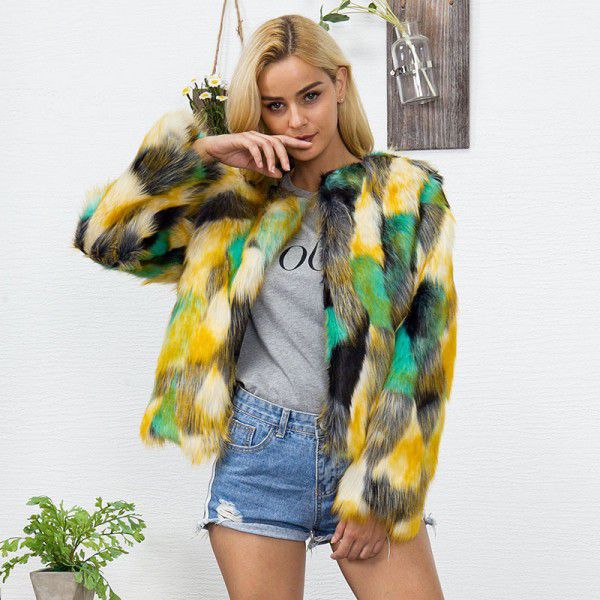 Women's Splicing Fox Fur Grass Coat Autumn/Winter Fashion Style Women's Coat