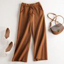 New autumn and winter women's herringbone wool pants for casual leggings, wide leg pants, knitted outerwear pants 