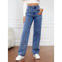 Stretch washed denim fashion straight leg pants, jeans, women's pants 