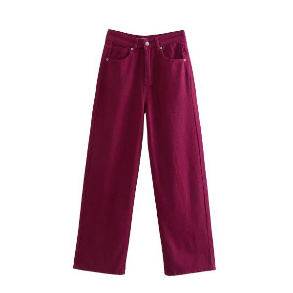 Women's urban casual versatile color wide leg jeans