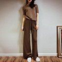 Wide leg pants, high waisted, thick, hanging, loose, casual straight leg, floor length wool pants