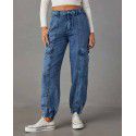 Workwear jeans for women in autumn, fashionable and casual, elastic waistband, foot binding, loose fitting women's pants