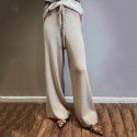 Wide leg pants, high waisted, thick, hanging, loose, casual straight leg, floor length wool pants