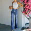 Straight leg pants, long pants, washed retro mid rise women's jeans