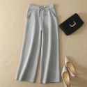 New autumn and winter women's herringbone wool pants for casual leggings, wide leg pants, knitted outerwear pants 