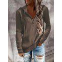 Solid color casual hoodie, loose zipper cardigan, long sleeved hooded knit sweater, women's clothing