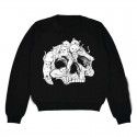 Personalized loose fitting hooded skull cat print pattern long sleeved round neck warm sweater