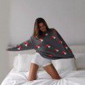 Printed sweater women's loose top casual lazy style long sleeved knitted sweater women
