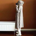 Women's hooded thick knitted cardigan long women's coat sweater jacket