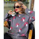 Printed sweater women's loose top casual lazy style long sleeved knitted sweater women