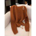 Orange loose sweater for women, autumn and winter European goods, high-end feeling, soft and sticky wool knitted sweater for women