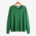 Women's round neck sweater jacket cardigan versatile basic soft and sticky knit sweater