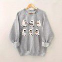 Halloween ghost print pullover hoodie casual long sleeved round neck autumn/winter hoodie for women