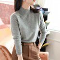 Hooded semi high neck base sweater for women, slim fit sweater for women, autumn and winter top, wool knitted sweater for women