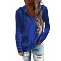 Solid color casual hoodie, loose zipper cardigan, long sleeved hooded knit sweater, women's clothing