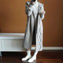Women's hooded thick knitted cardigan long women's coat sweater jacket