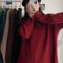 Knitted sweater, women's Korean version, loose and slim, lazy style, inner top, half high neck, bottom layer, thick shirt
