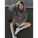 Retro washed water vintage hooded sweatshirt for women, autumn and winter jacket for women, American high street loose casual tattered top for women