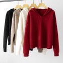 Soft and warm hooded sweatshirt loose fit thick knit sweater for women in autumn and winter