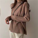 Knitted sweater, women's Korean version, loose and slim, lazy style, inner top, half high neck, bottom layer, thick shirt