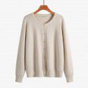 Women's round neck sweater jacket cardigan versatile basic soft and sticky knit sweater