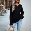 Round neck sweater women's long sleeved knitted sweater top