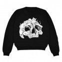 Personalized loose fitting hooded skull cat print pattern long sleeved round neck warm sweater