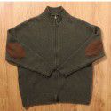 Retro knitted elbow patch stand up collar cardigan men's loose casual sweater jacket
