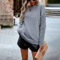 Round neck sweater women's long sleeved knitted sweater top