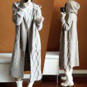 Women's hooded thick knitted cardigan long women's coat sweater jacket