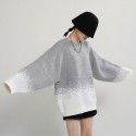 Gradient sweater for women, loose and slimming, mid to long, lazy style round neck knit top
