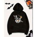 Wansheng New Long Sleeve Pocket Personalized Street Hoodie with Skull and Pumpkin Print Pattern