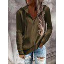 Solid color casual hoodie, loose zipper cardigan, long sleeved hooded knit sweater, women's clothing