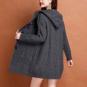 Hooded mid length knitted cardigan for women's autumn and winter clothing, thickened cashmere outer layer, sweater jacket
