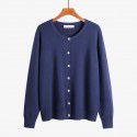Women's round neck sweater jacket cardigan versatile basic soft and sticky knit sweater