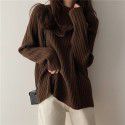 Knitted sweater, women's Korean version, loose and slim, lazy style, inner top, half high neck, bottom layer, thick shirt