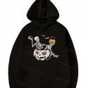 Wansheng New Long Sleeve Pocket Personalized Street Hoodie with Skull and Pumpkin Print Pattern