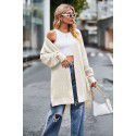 New women's solid color loose knit sweater women's pocket jacket sweater women