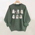 Halloween ghost print pullover hoodie casual long sleeved round neck autumn/winter hoodie for women