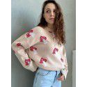 Printed sweater women's loose top casual lazy style long sleeved knitted sweater women