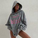 Retro washed water vintage hooded sweatshirt for women, autumn and winter jacket for women, American high street loose casual tattered top for women