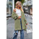 New women's solid color loose knit sweater women's pocket jacket sweater women