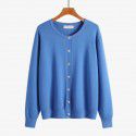 Women's round neck sweater jacket cardigan versatile basic soft and sticky knit sweater