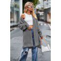 New women's solid color loose knit sweater women's pocket jacket sweater women
