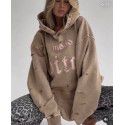 Retro washed water vintage hooded sweatshirt for women, autumn and winter jacket for women, American high street loose casual tattered top for women